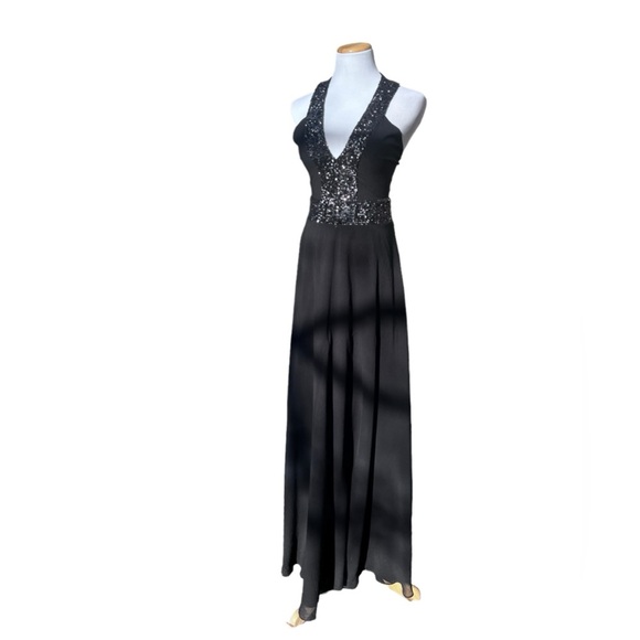 Dress the Population Black Floor Length Sequin Evening Gown Size L - Picture 2 of 8